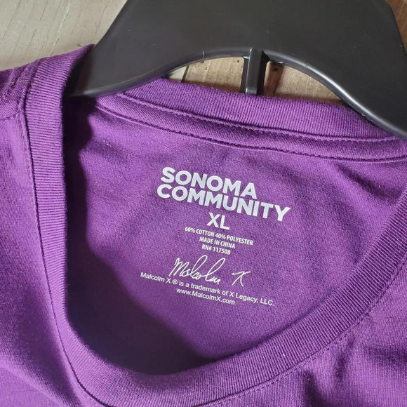 NWT Sonoma Community Black History Month Malcolm X Graphic Tee Plum XL - Picture 2 of 15